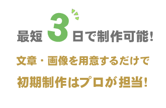 最短3日で制作、初期制作はプロが担当